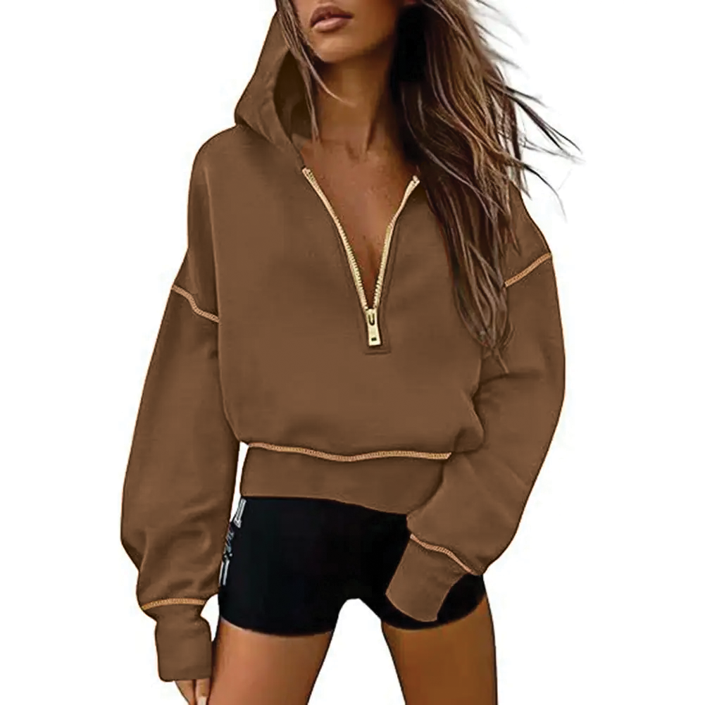 Theresa women's gray zip-up hoodie soft cotton blend with cozy hood for effortless winter style