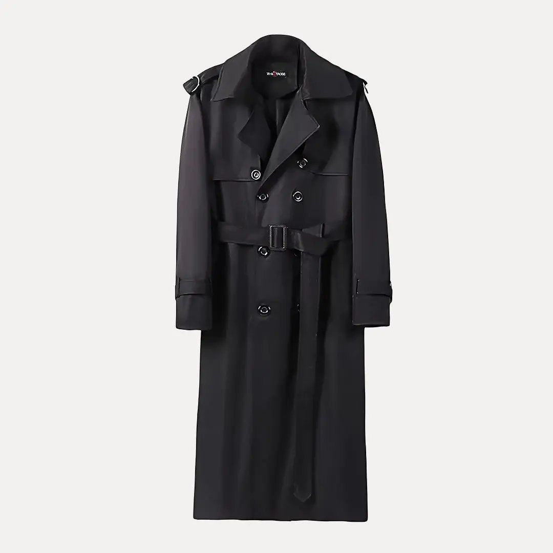 Jack over-the-knee trench coat in classic British style, long length for business or casual wear