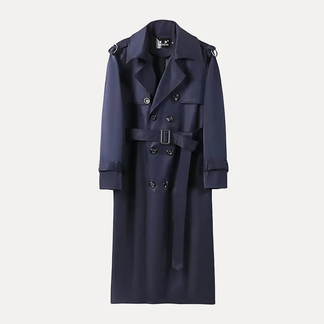 Jack over-the-knee trench coat in classic British style, long silhouette for business or casual wear