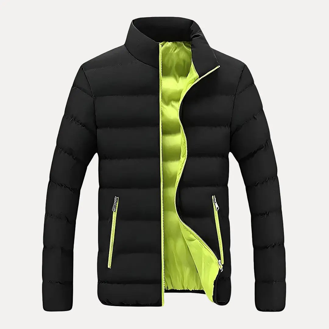 Jack slim-fit quilted puffer jacket with water-resistant fabric and vibrant contrast lining