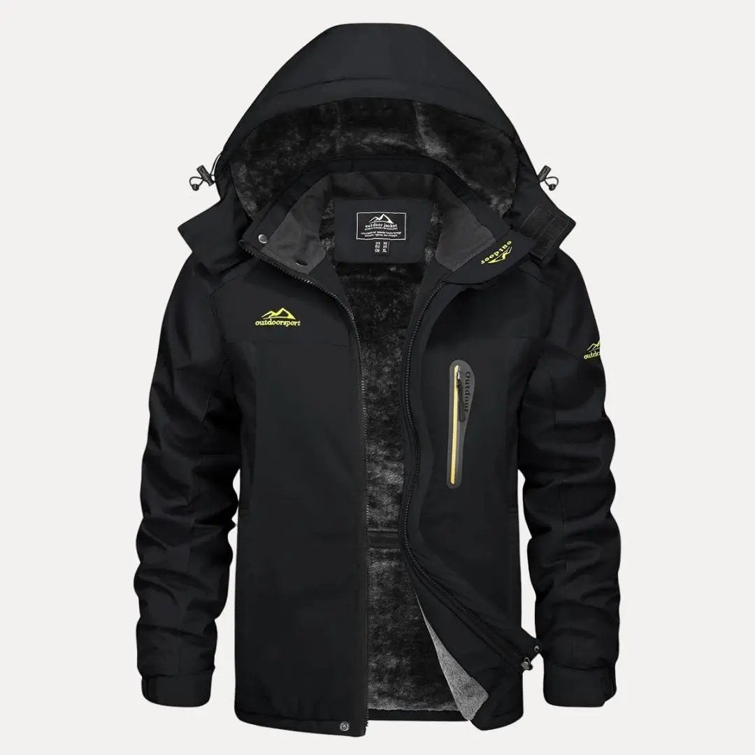 Jackson waterproof insulated hooded jacket with fleece lining, windproof shell for cold weather outdoor adventures