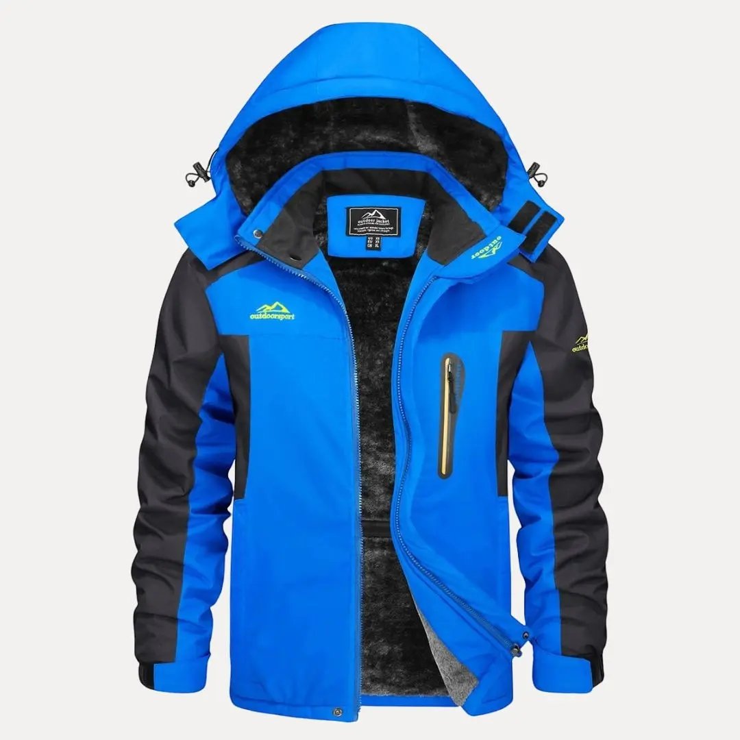 Jackson waterproof insulated hooded jacket with fleece lining, windproof shell for cold weather outdoor adventures