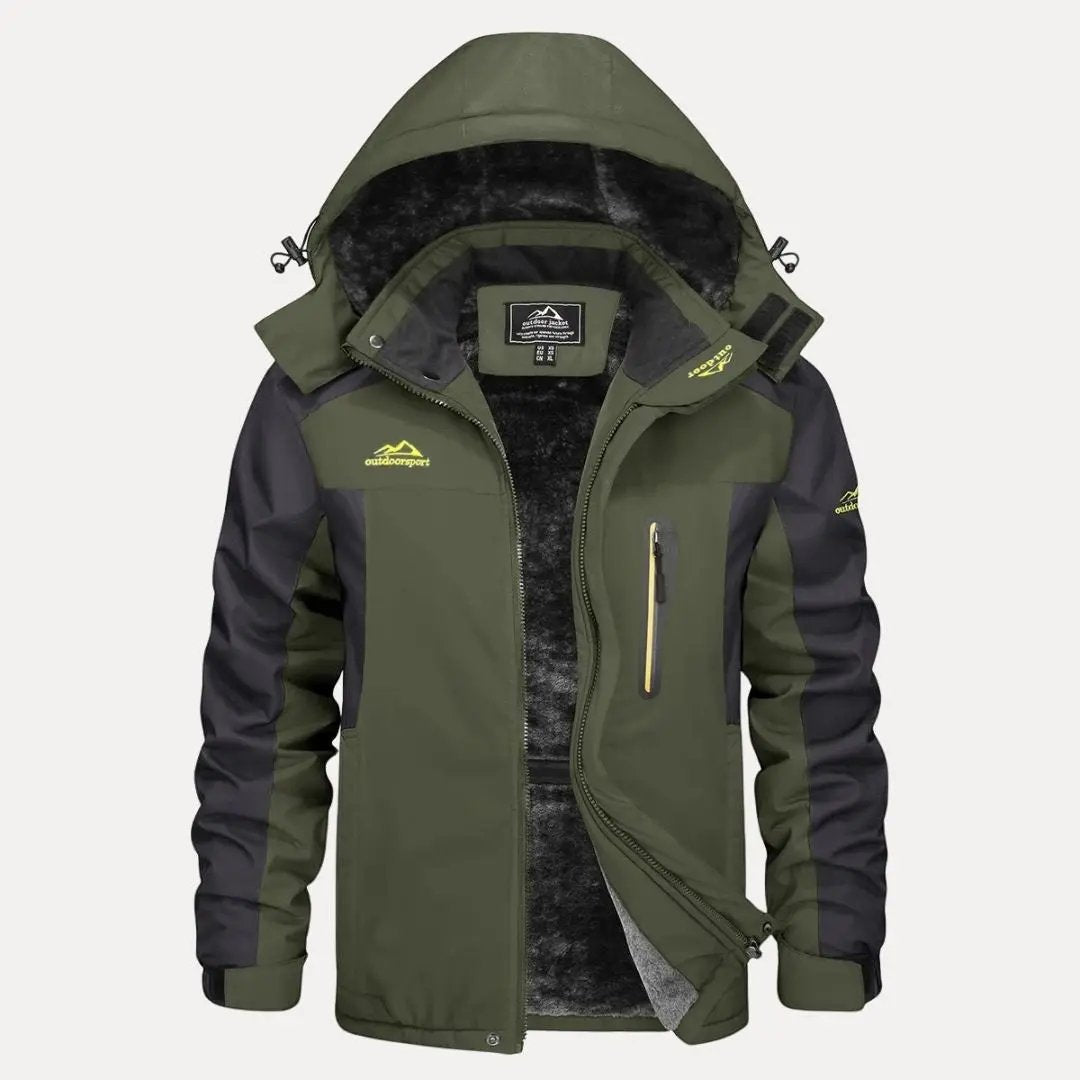 Jackson waterproof insulated hooded jacket with fleece lining, windproof shell for cold weather outdoor adventures