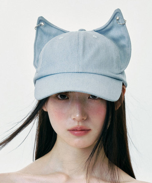 Casquette de baseball en denim avec oreilles de chat mignonnes de style japonais - Wavlynn