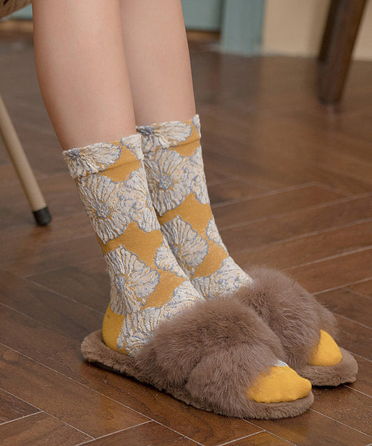 Chaussettes mi-mollet style japonais en jacquard doux pour l'automne - Wavlynn