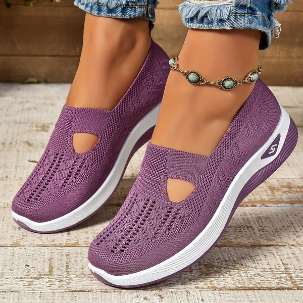 Sophia women's white breathable slip-on walking sneakers with lightweight sporty design