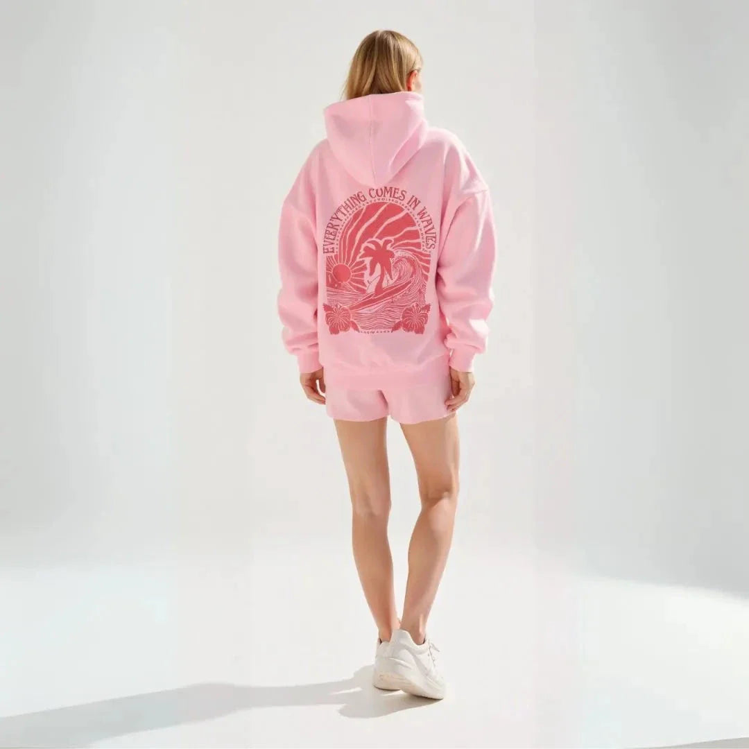 Wavlynn Kai oversized tropical graphic hoodie with palm tree print and wave motto in relaxed fit