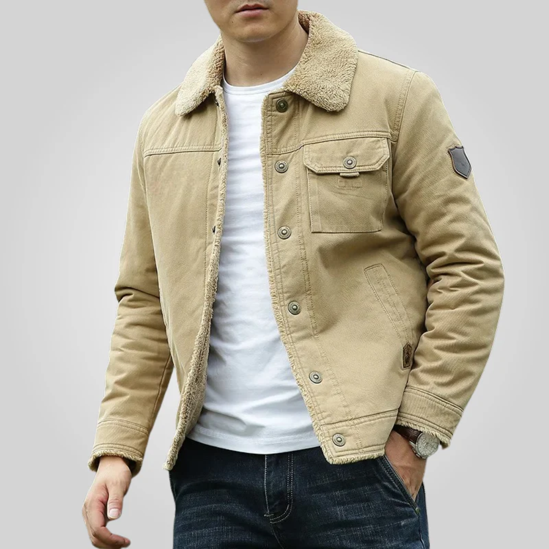 William stylish jacket with fleece-lined interior, heavy-duty breathable construction for warm everyday wear
