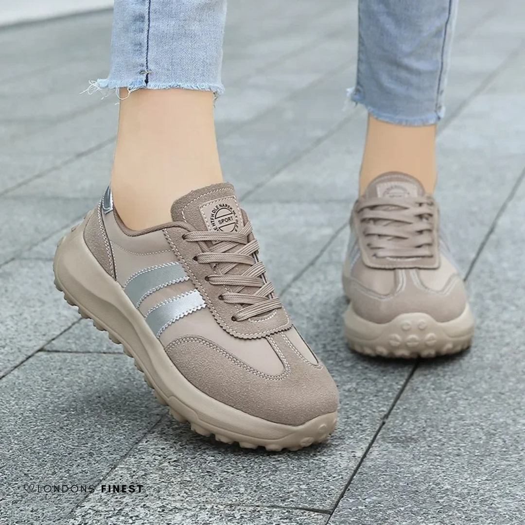 Women's comfort cushioned shoes with comfort support in classic neutral tones, ergonomic slip-on style