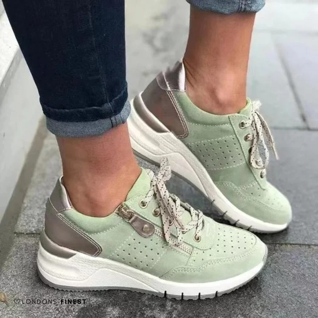 Women's comfort walking shoes in neutral tones, ergonomic sole, cushioned insole, lightweight design