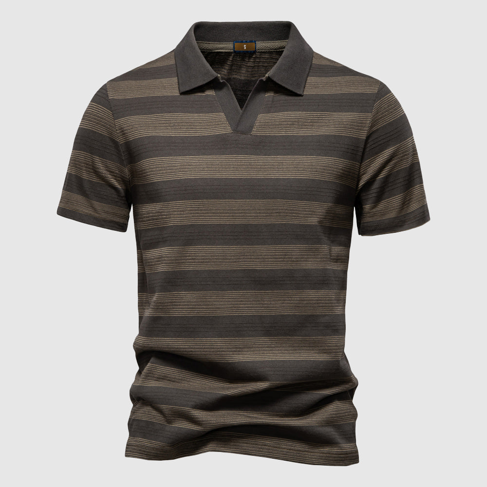 Lorenzo Vitali L'Essenza striped polo shirt in contrasting colors, slim-fit casual chic breathable fabric