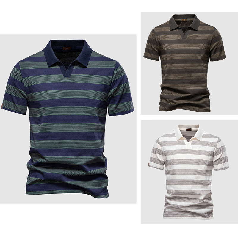 Lorenzo Vitali L'Essenza striped polo shirt in contrasting colors, slim-fit casual chic breathable fabric