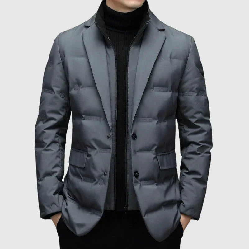 Colton™ black padded winter blazer structured tailored silhouette with insulated warmth