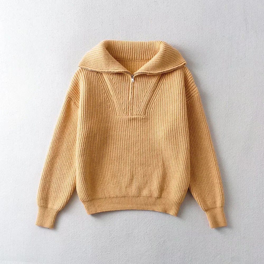 Valentina Rossi LInverno Elegante women's poly-blend sweater with adjustable collar in luxurious silken drape