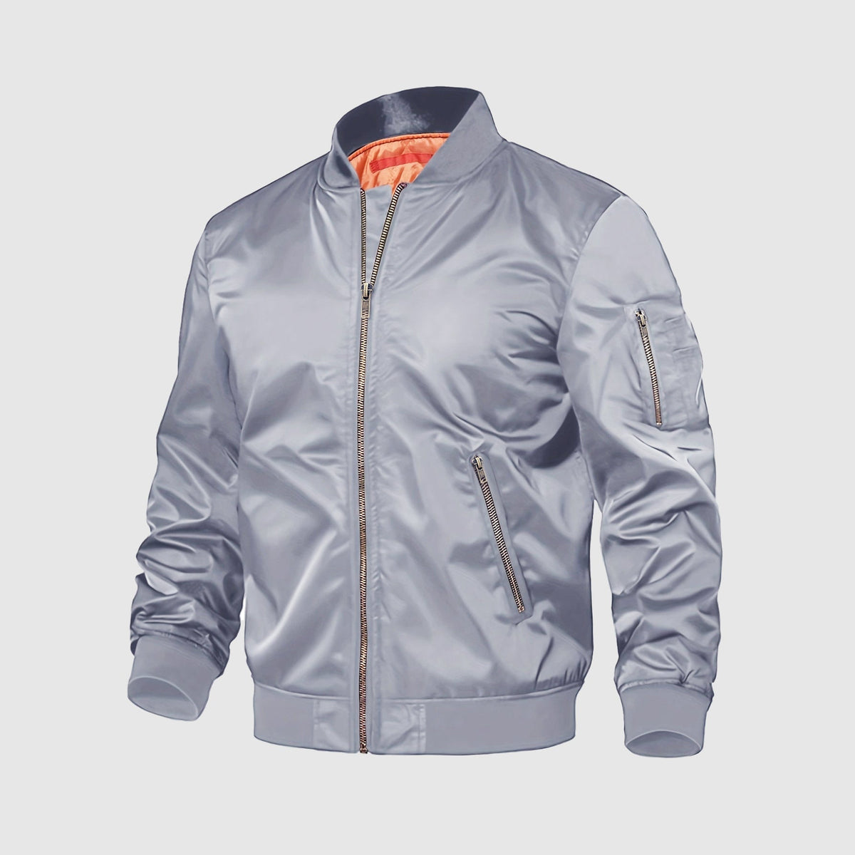 Black aviator bomber jacket with HeatLock insulation, zipper closure, and multi-pocket design