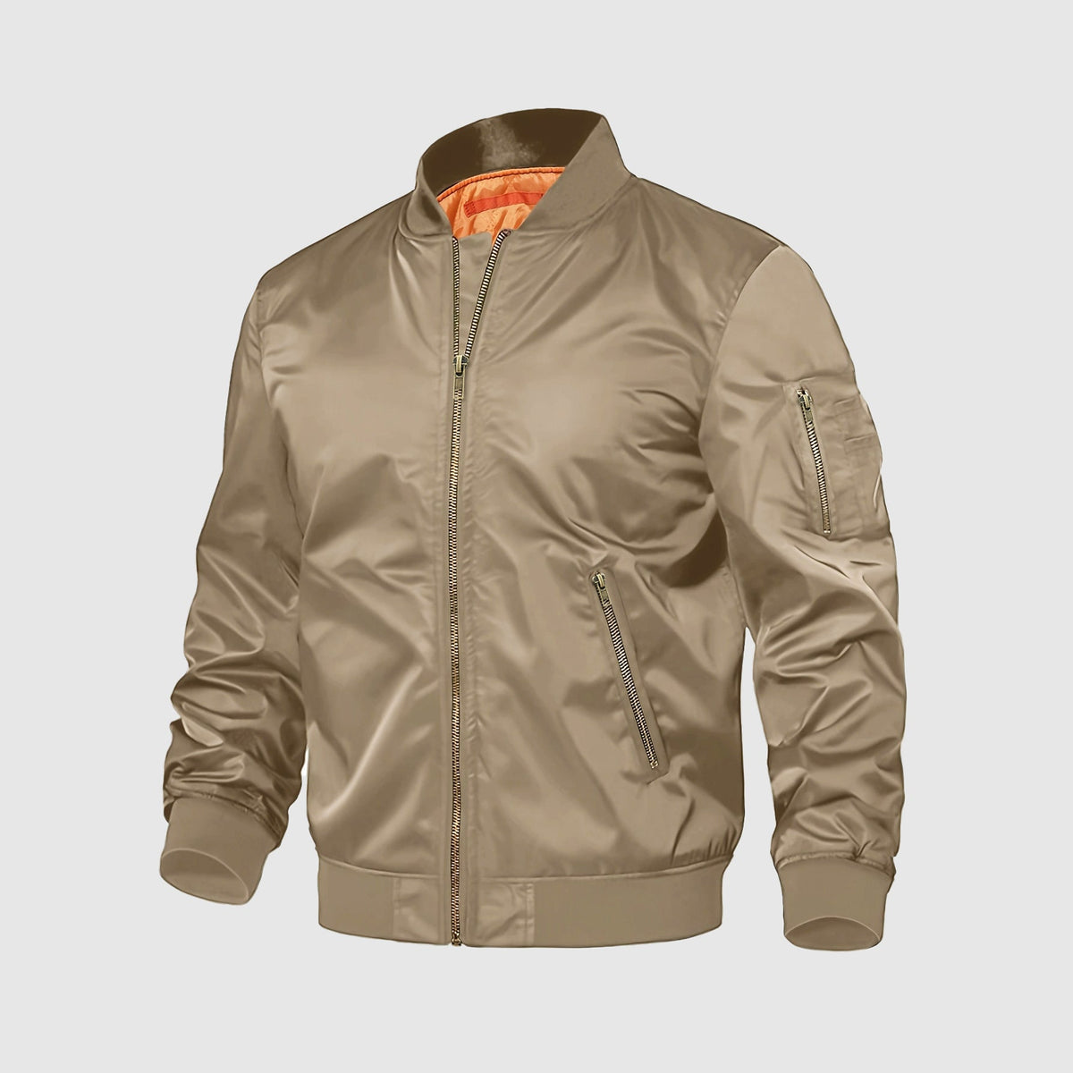 Black aviator jacket HeatLock insulated poly-blend with zipper closure and multi-pocket design