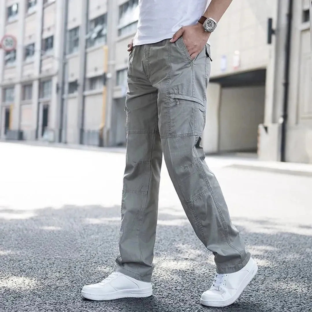 Wavlynn Landon olive cargo pants relaxed fit organic cotton 4-way stretch multi-pocket outdoor style