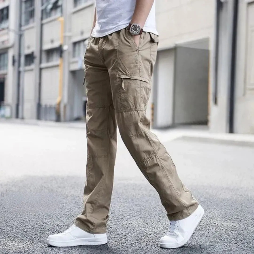 Wavlynn Landon olive cargo pants relaxed fit organic cotton 4-way stretch multi-pocket outdoor style