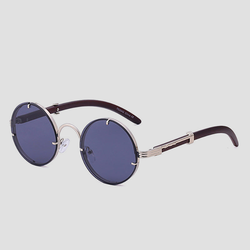 Lennon retro round sunglasses rimless gold-accented lenses steampunk-inspired lightweight unisex eyewear