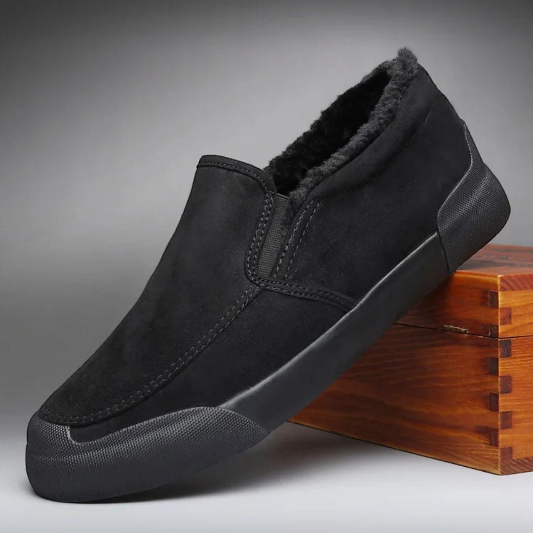 Liam winter slip-on shoes brown suede with plush fur lining for cozy cold-weather comfort