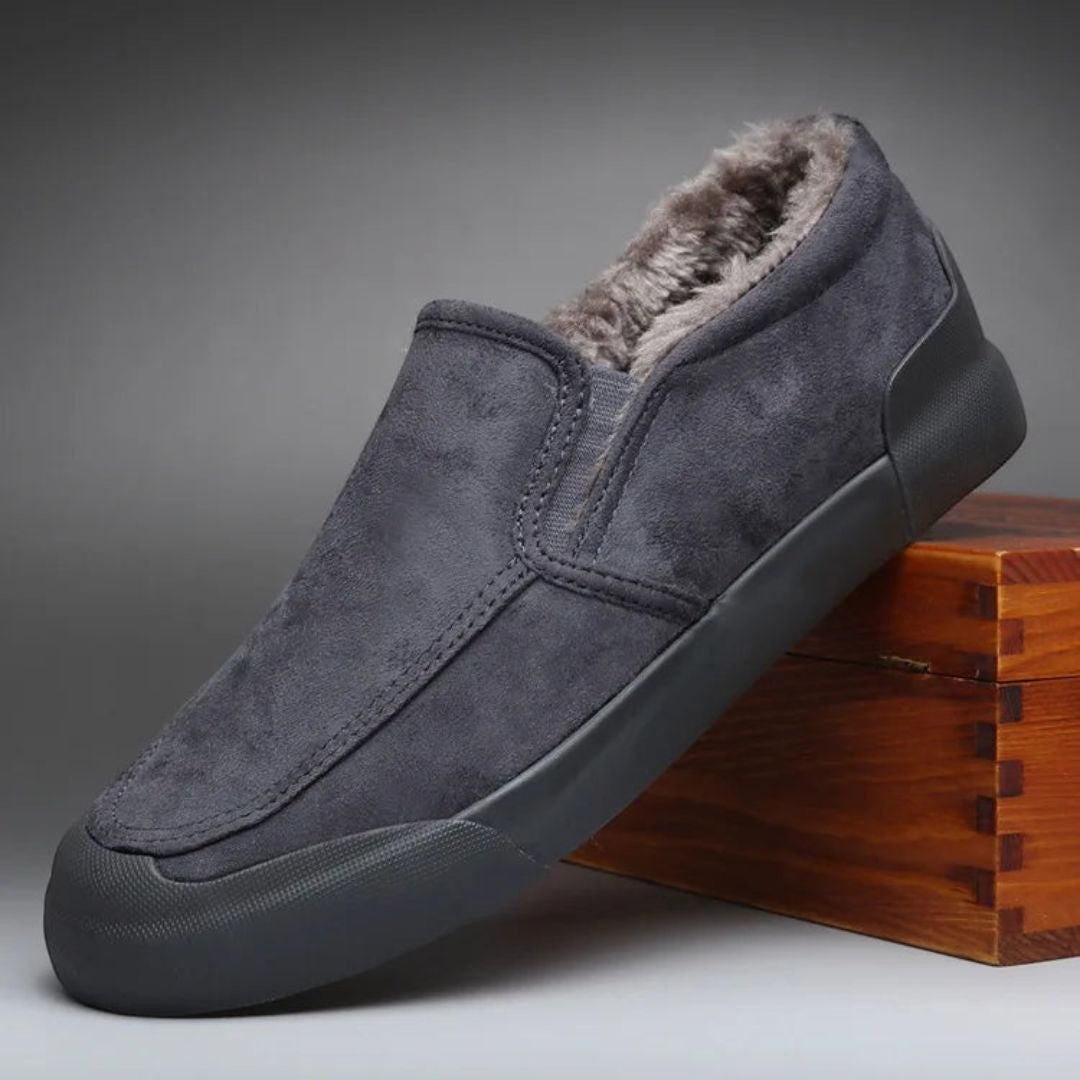 Liam winter slip-on shoes tan suede with plush fur lining for cozy cold-weather comfort