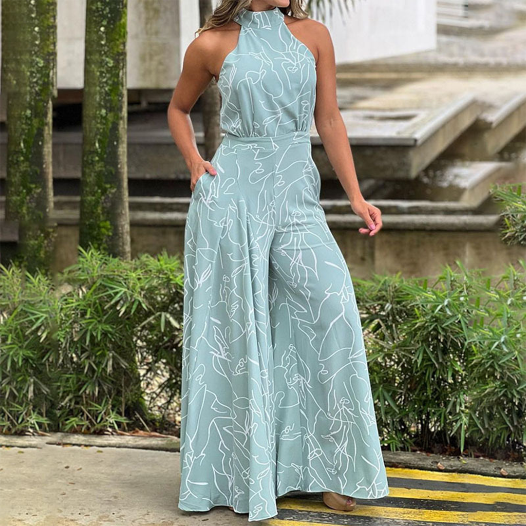 Women's halterneck maxi dress in flowing fit, elegant draped silhouette for effortless day-to-night style