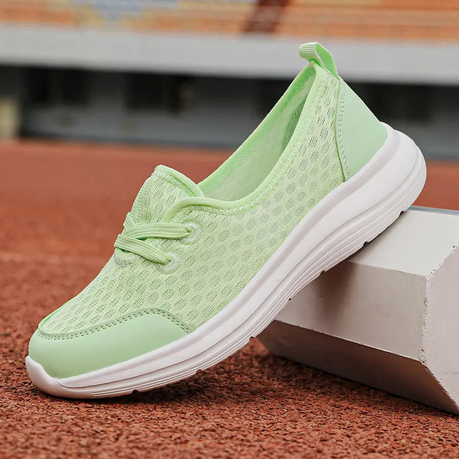 Women's lightweight slip-on walking shoes, breathable knit upper, streamlined silhouette for all-day comfort