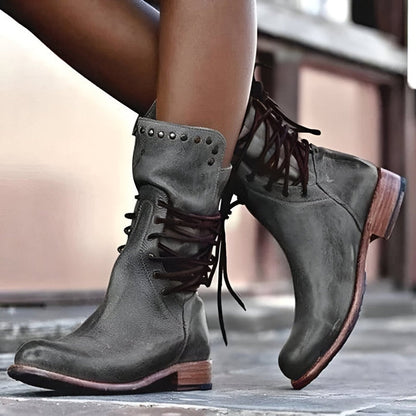 Women's black lace-up ankle boots with adjustable closure and sleek everyday silhouette
