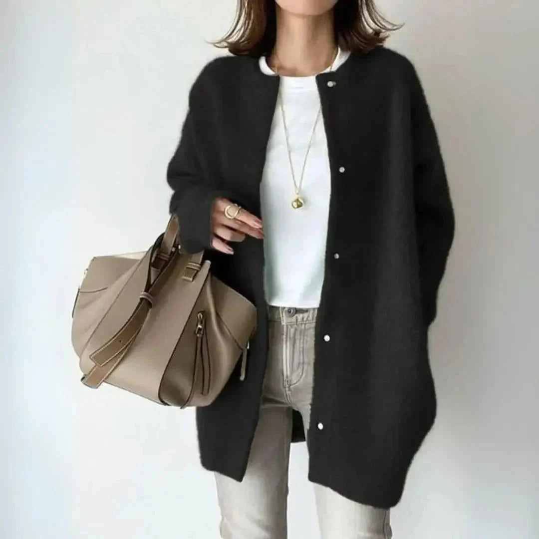 Liora oversized wool blend button-down cardigan, relaxed silhouette for effortless layering