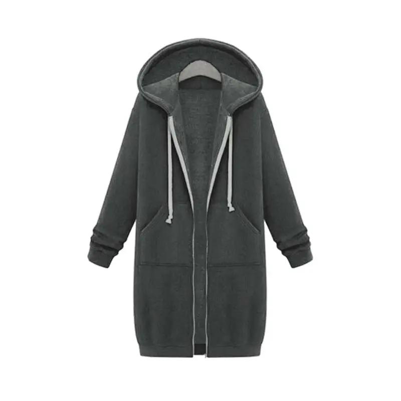 Women's longline zip hoodie cozy layering essential with extended cut for everyday comfort