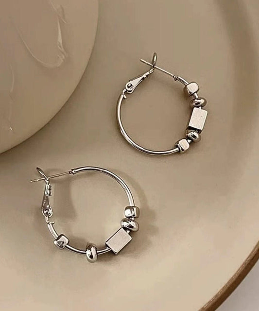 Boucles d'oreilles créoles en soie, cuivre et argent cassé - Wavlynn