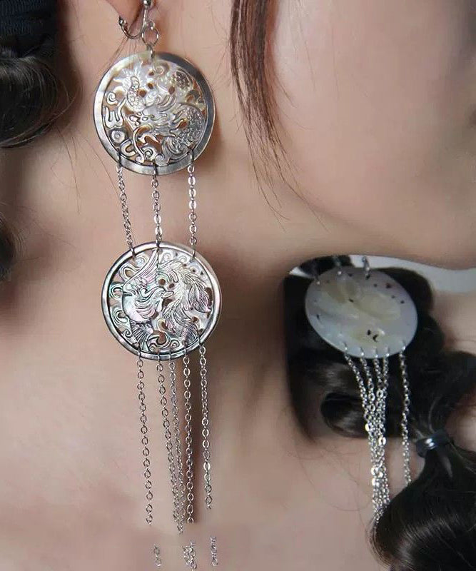 Boucles d'oreilles pendantes simples en soie et argent sterling - Wavlynn