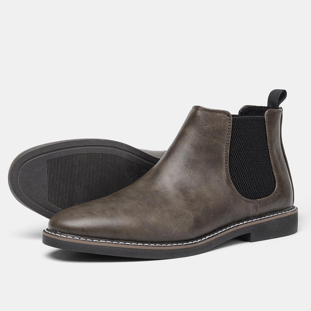 Lorenzo Chelsea Boots sleek black PU upper slip-on elastic band waterproof rubber sole low-profile
