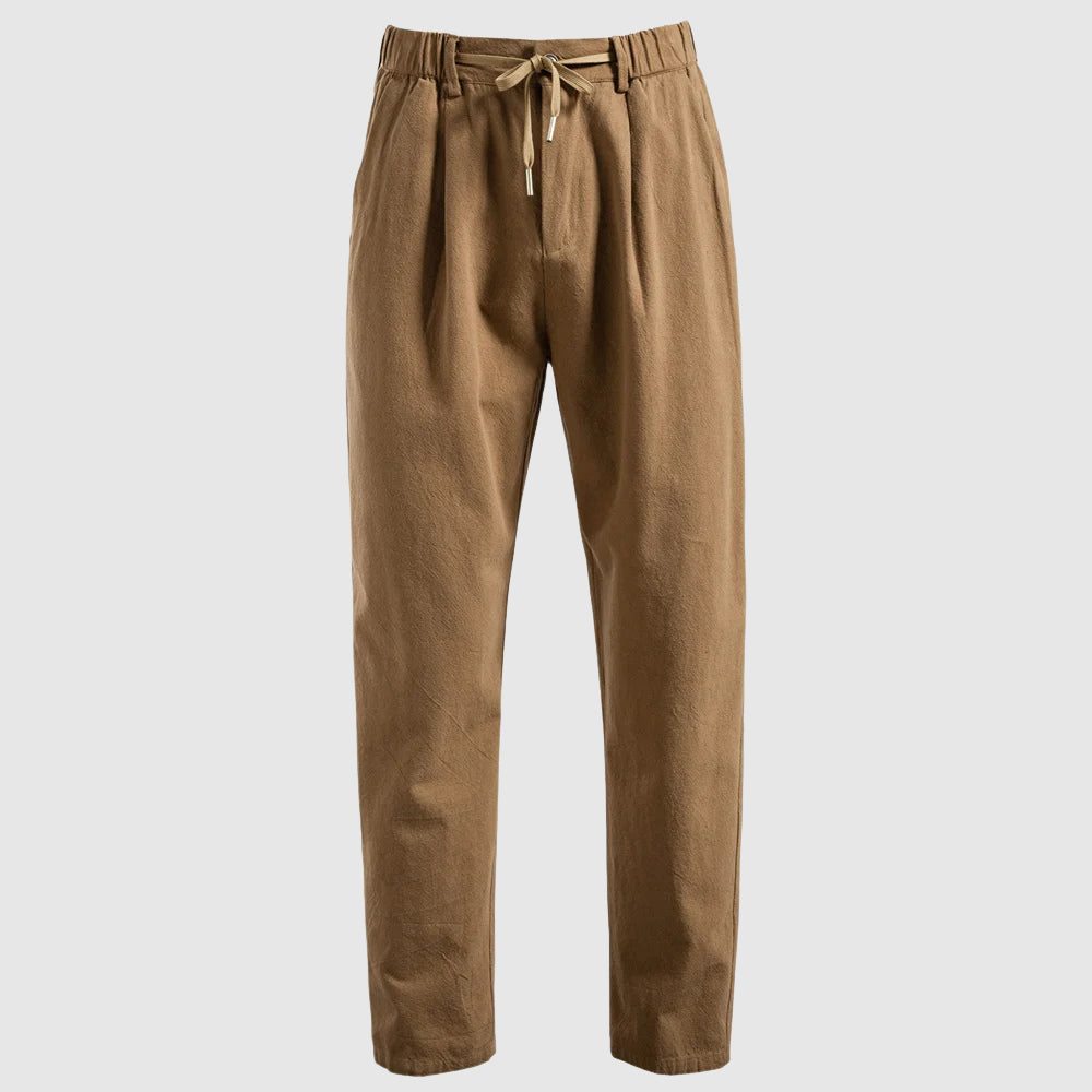 Lorenzo Vitali men's beige linen pants relaxed ankle-length fit breathable coastal style