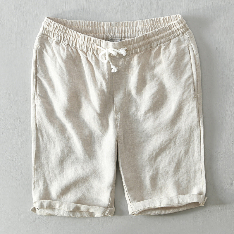 Lorenzo Vitali mid-rise loose-fit linen shorts with drawstring waist, vibrant coastal colors