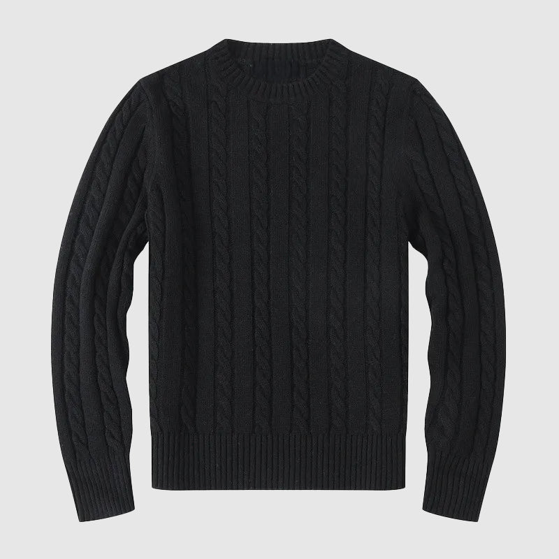 Lorenzo Vitali Lucca cream cable-knit crew neck sweater with ribbed cuffs and heritage craftsmanship