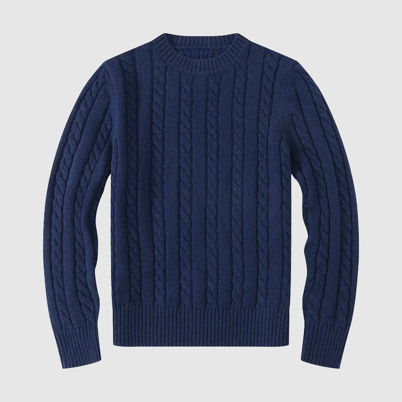 Lorenzo Vitali Lucca cream cable-knit crew neck sweater with ribbed cuffs cotton blend