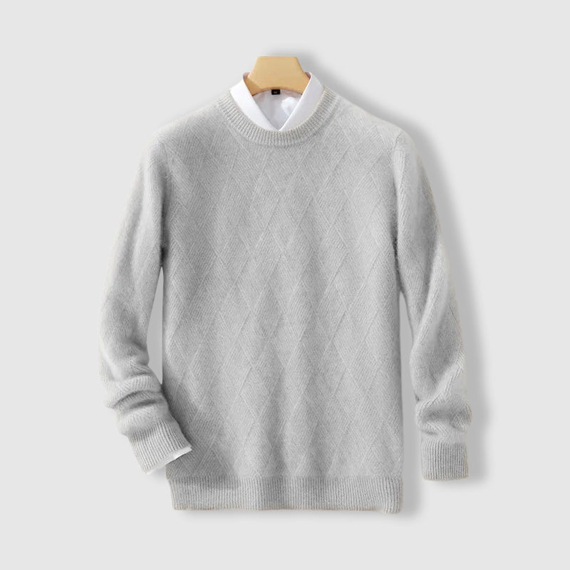 Lorenzo Vitali thick merino wool sweater with subtle argyle pattern, cozy cold-weather style