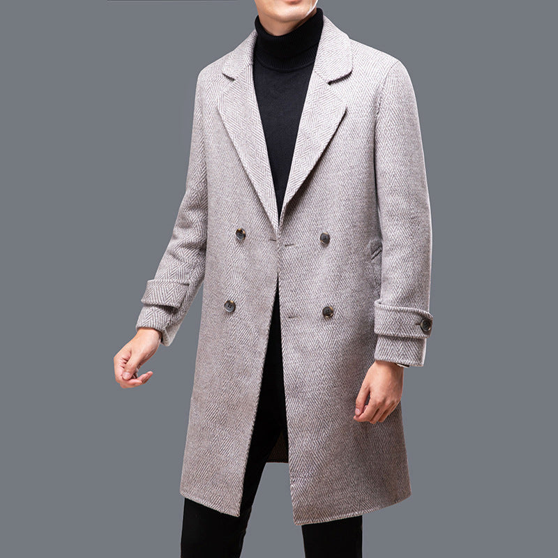 Lorenzo Vitali longline double-breasted wool blend coat in classic metropolitan tailored silhouette