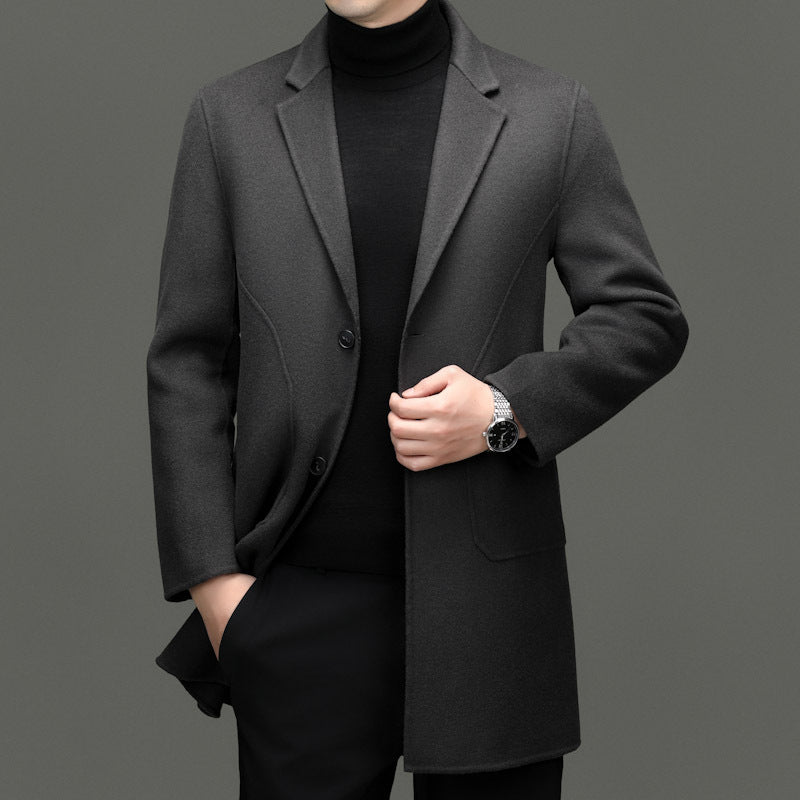 Lorenzo Vitali camel cashmere overcoat single-breasted tailored fit with refined lapels for men