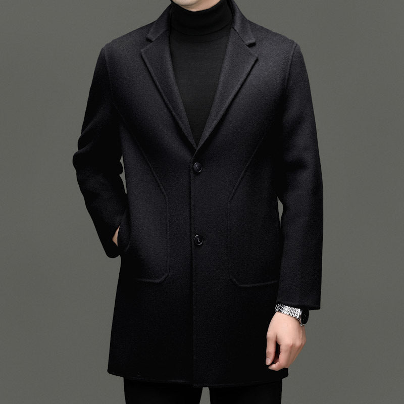 Lorenzo Vitali Noble camel cashmere wool coat single-breasted tailored fit refined lapel business style