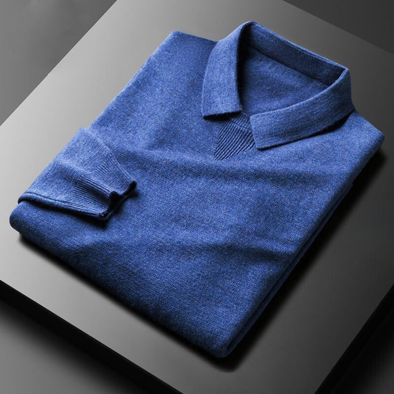 Lorenzo Vitali Noble Softness polo collar sweater soft knit poly-blend ribbed hem luxury knitwear