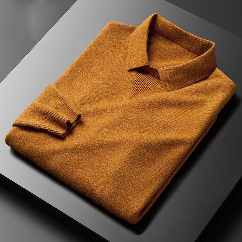 Lorenzo Vitali Noble Softness polo collar sweater soft knit poly-blend ribbed hem luxury pullover