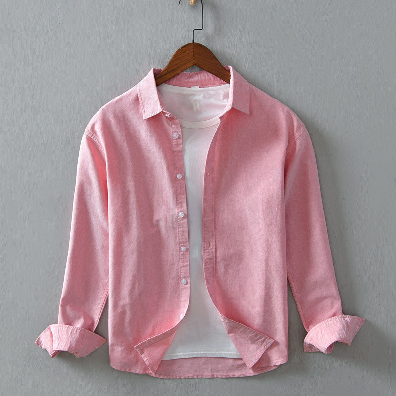 Lorenzo Vitali casual button-down shirt lightweight cotton blend rounded hem versatile tucked or untucked styling