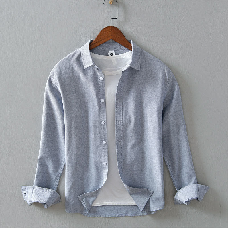 Lorenzo Vitali casual shirt lightweight cotton blend button-down rounded hem versatile tucked or untucked style