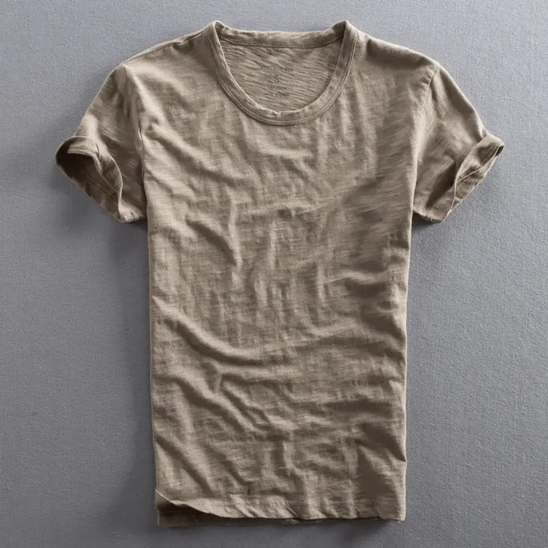 Lorenzo vintage relaxed-fit cotton tee in neutral tone, ultra-soft lightweight everyday casual shirt