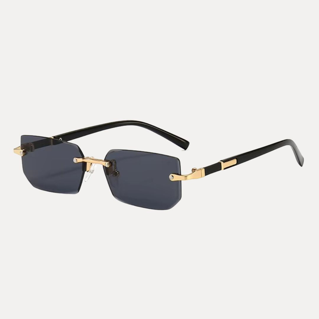 Rimless square sunglasses with UV400 protection, lightweight metal arms and adjustable nose pads