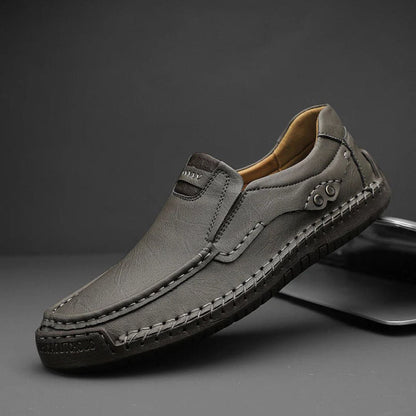 Luca classic brown leather loafers slip-on shoes with hand-stitched detailing and cushioned insole