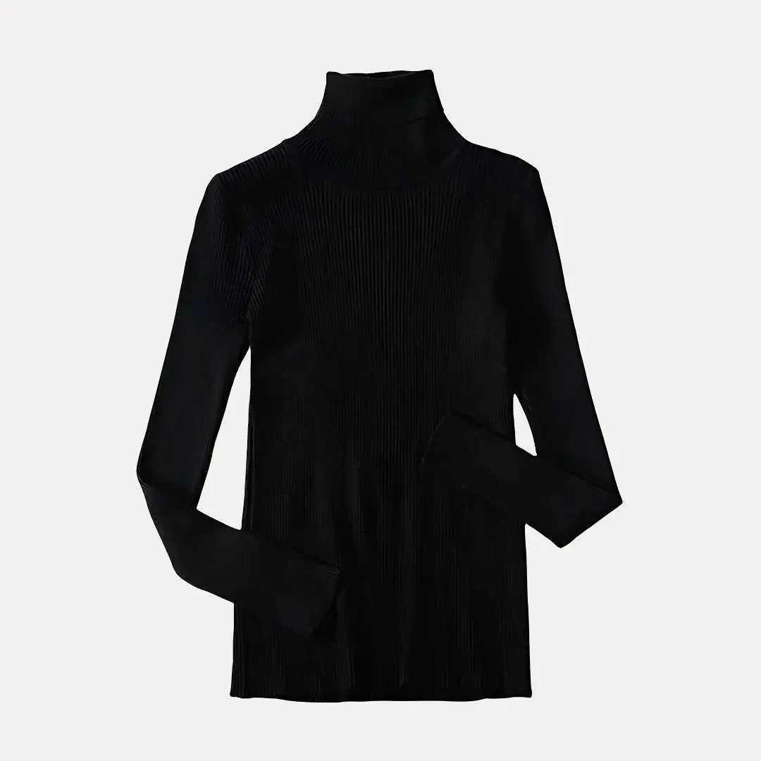 Women's ribbed mock neck sweater slim fit knit cozy layering style autumn winter