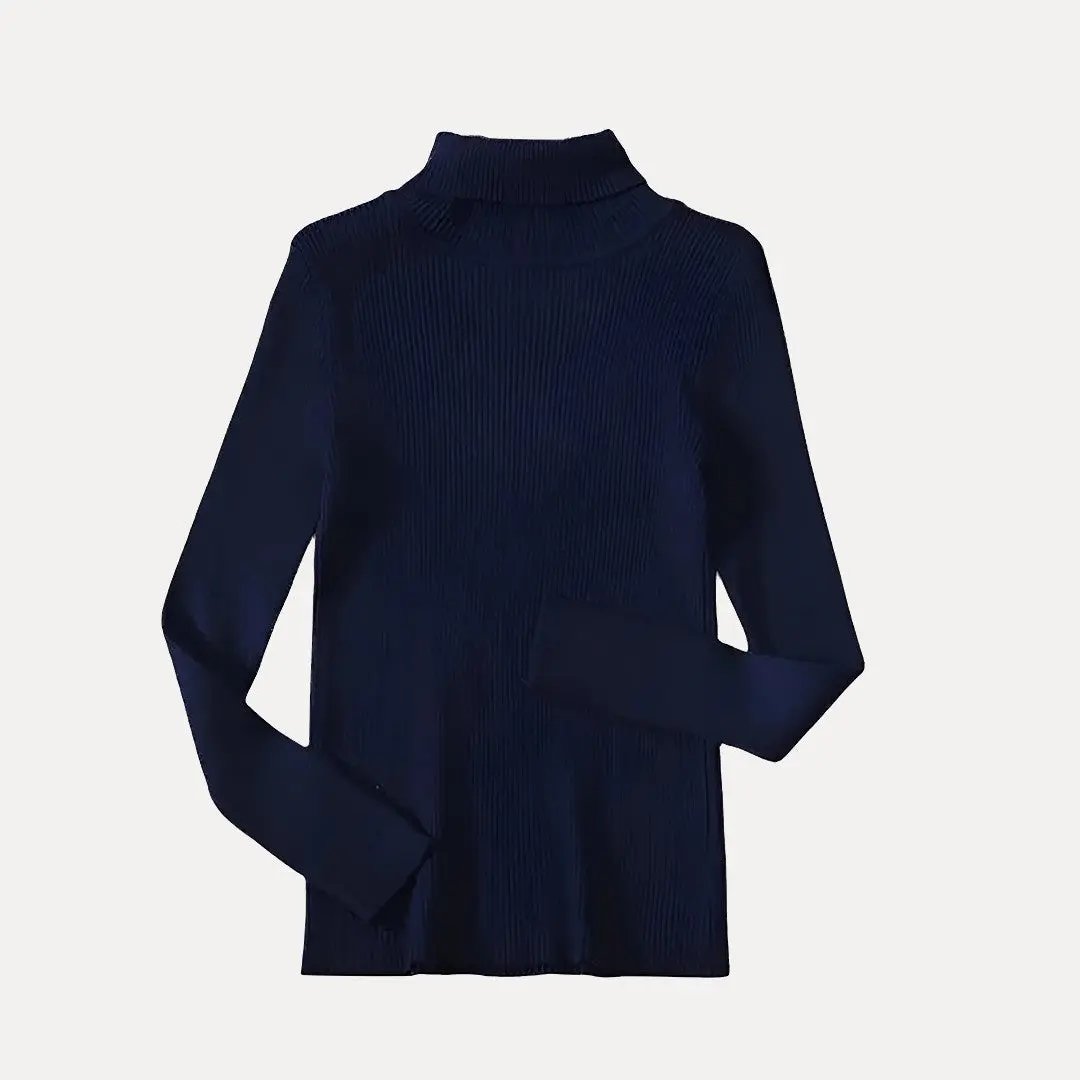 Women's ribbed mock neck sweater slim fit cozy knit layering essential in neutral tone